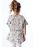 Bluza fetita cu cravate, alba si bej NDZ8200 - Magazin online - Boutique